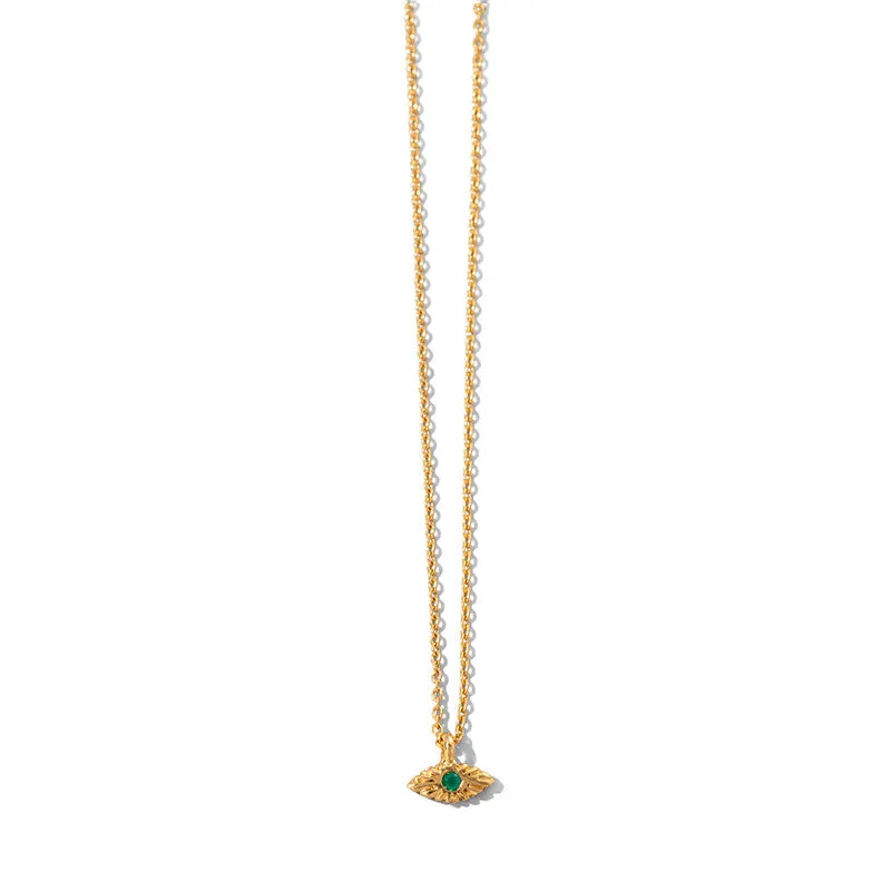 Evil Eye Necklace, Tsavorite Garnet, 9kt Yellow Gold