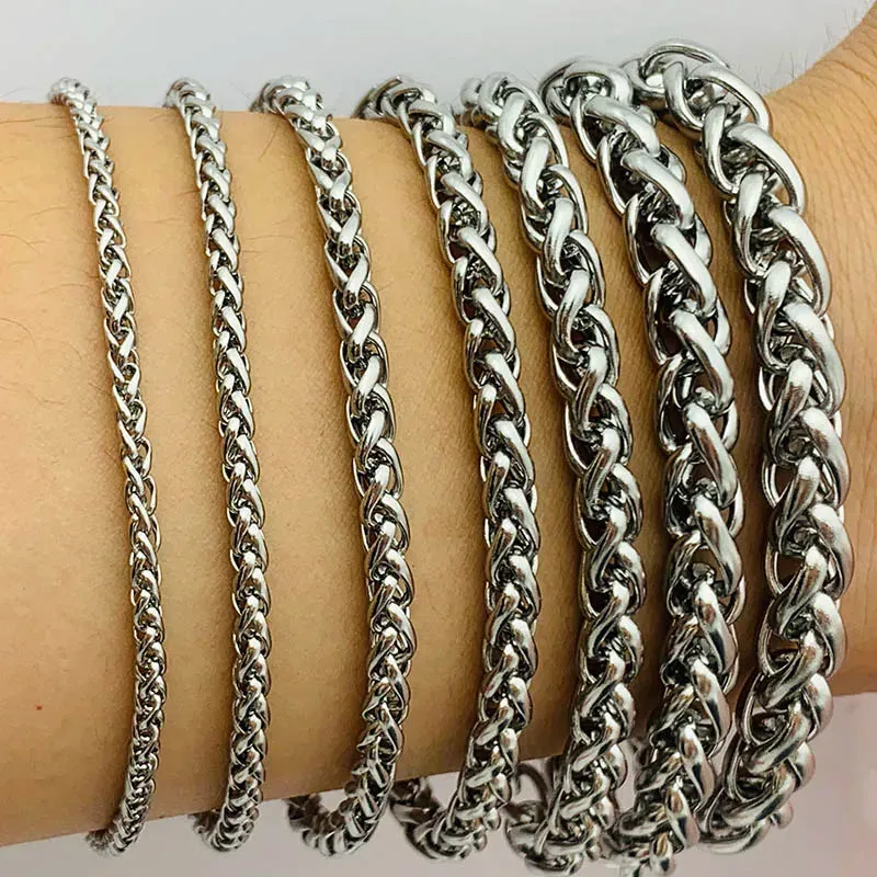 Fashion Chain 316L Stainless Steel Bracelet 3mm 4mm 5mm 6mm 7mm Lanterns Necklace Bracelet For Women Men Girl Boy