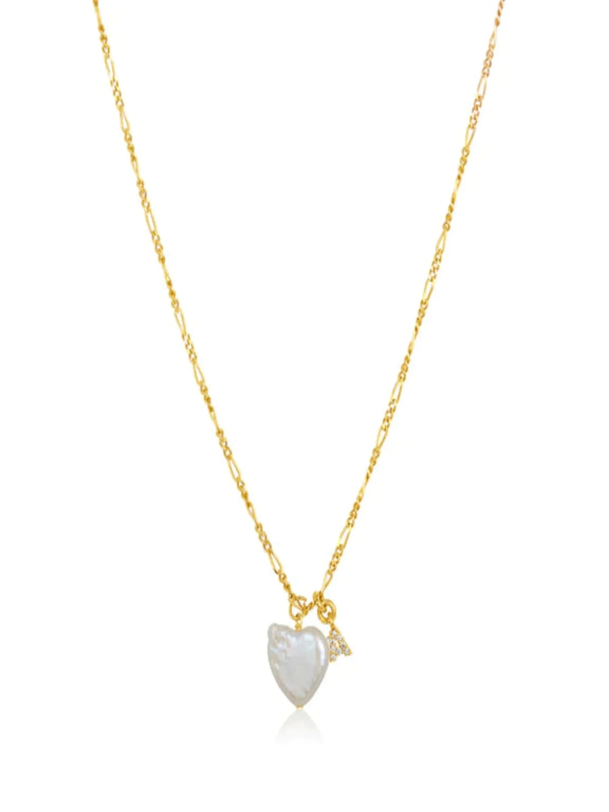 FYB Pearl Love Token Initial Necklace - Gold