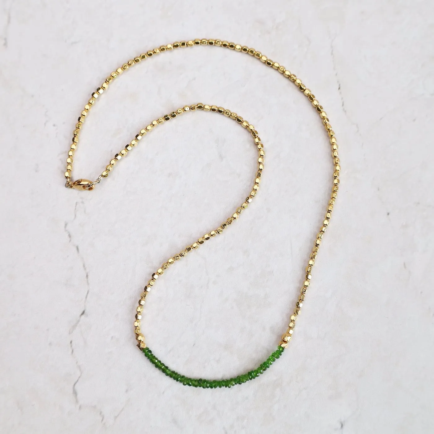 Gemstone Rondelle Necklace in Green Garnet