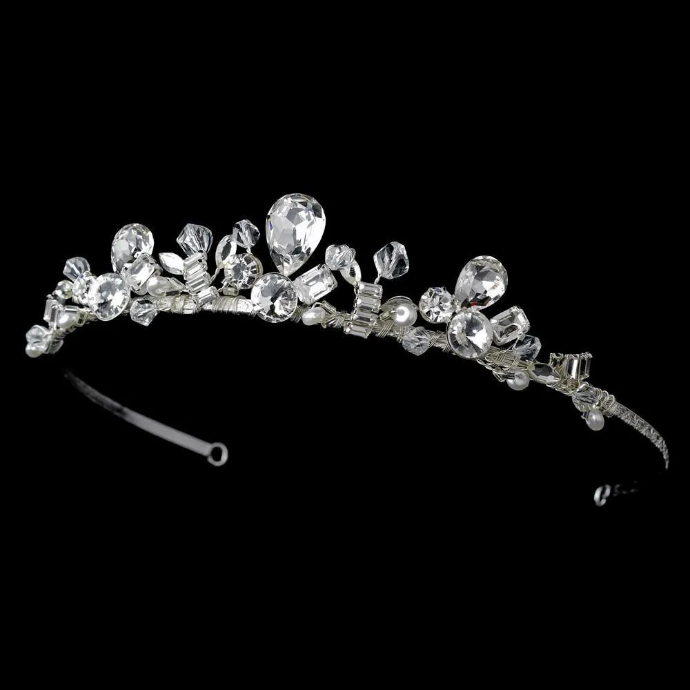 Glamorous Silver  Crystal Tiara Wedding Headpiece
