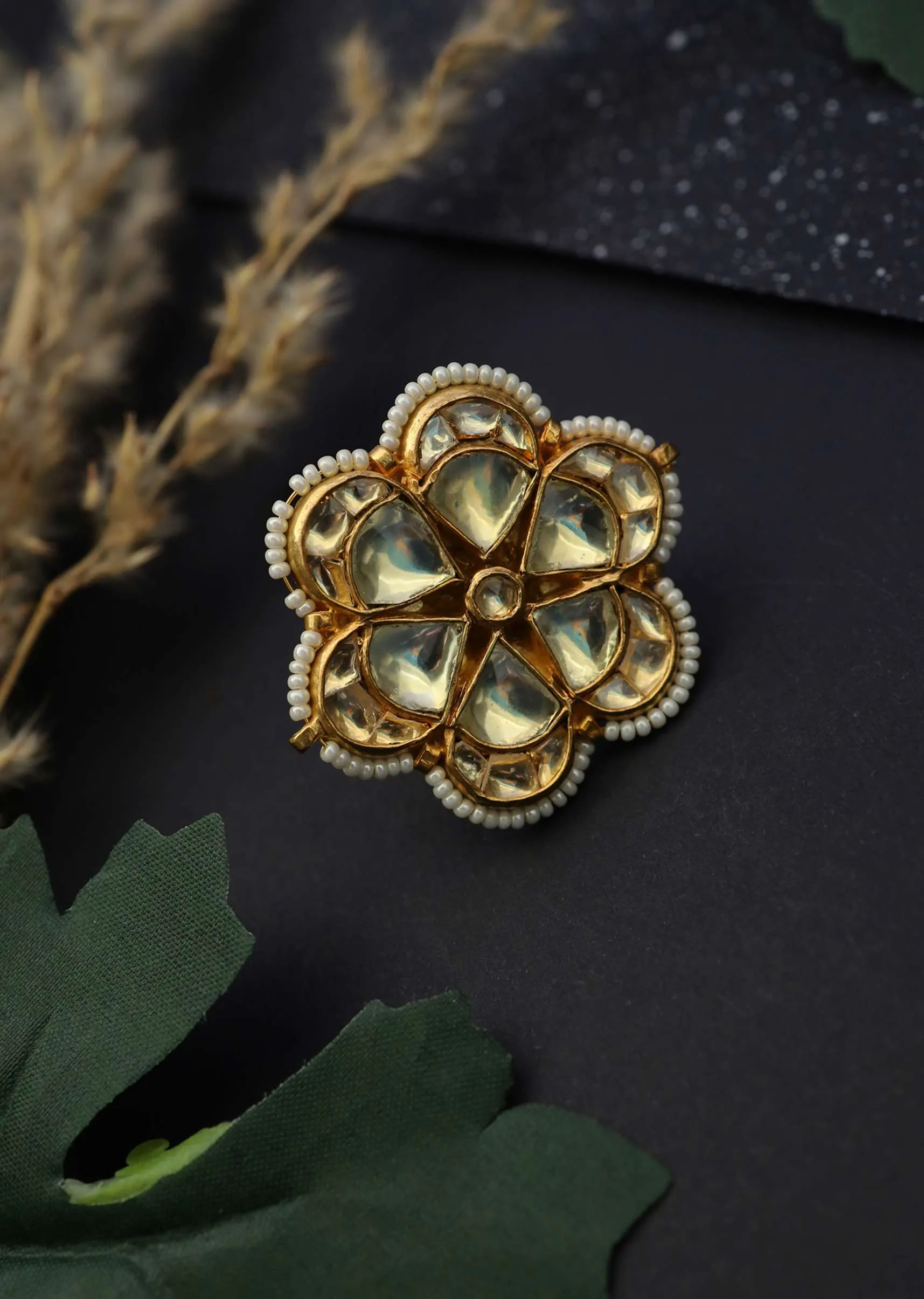Gold Plated Polki Ring