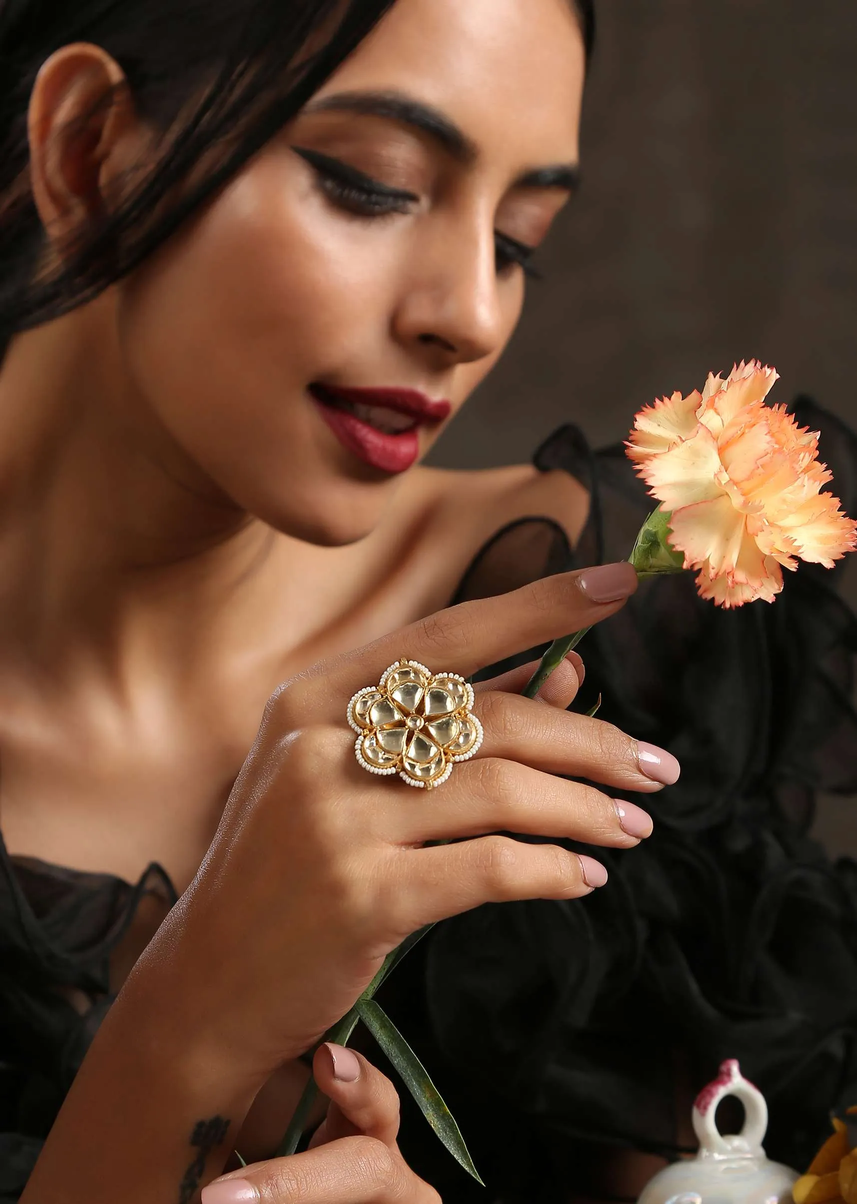 Gold Plated Polki Ring