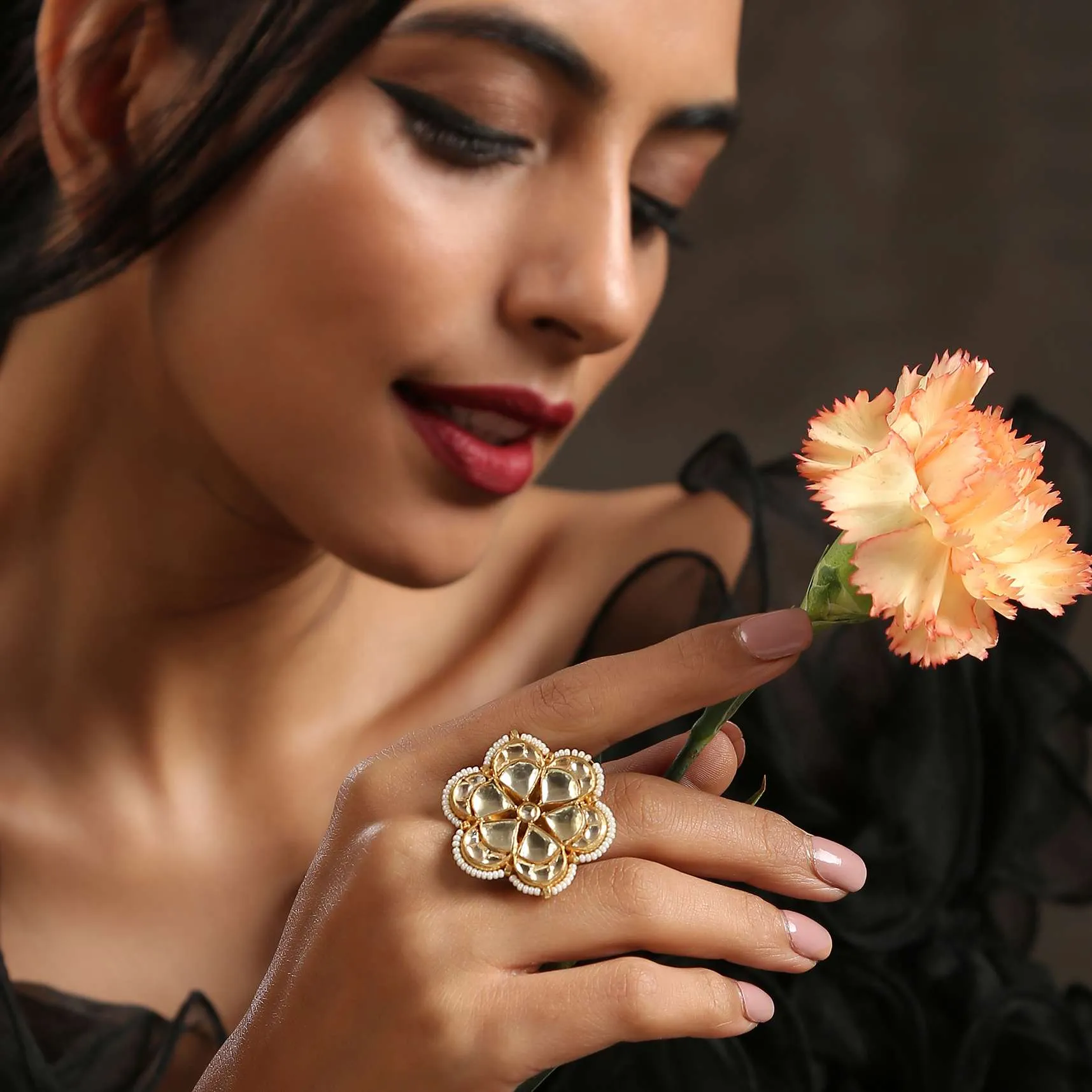 Gold Plated Polki Ring