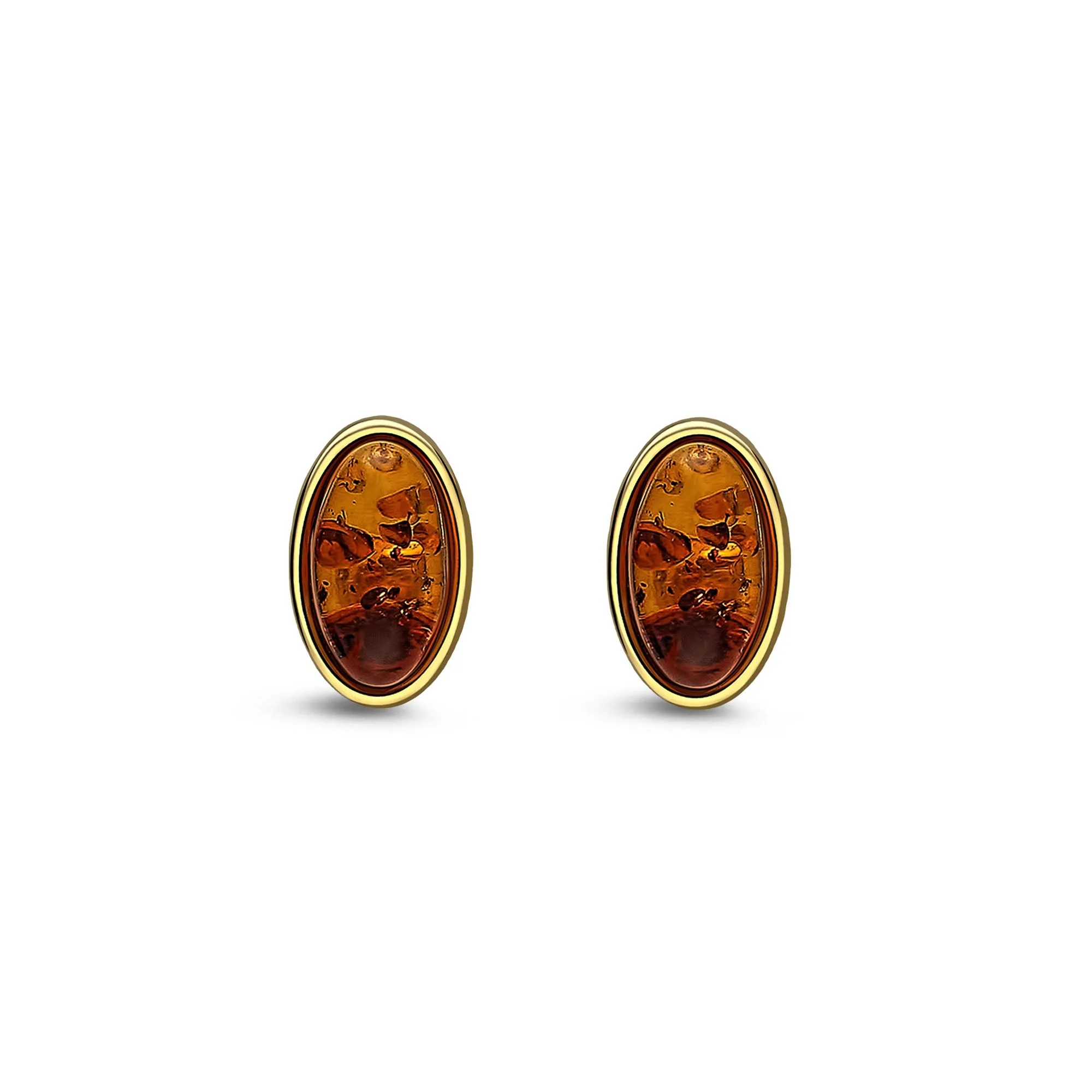 Gold Vermeil Amber Oval Stud Earrings
