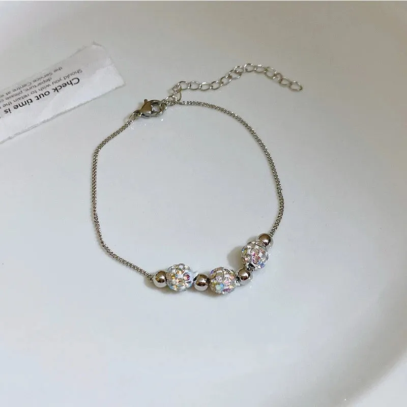 Golden Alloy Sweet Bow Bracelet For Women Adjustable Pearl Zircon Inlay