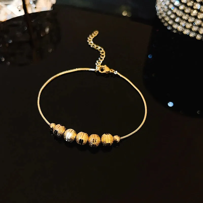 Golden Alloy Sweet Bow Bracelet For Women Adjustable Pearl Zircon Inlay