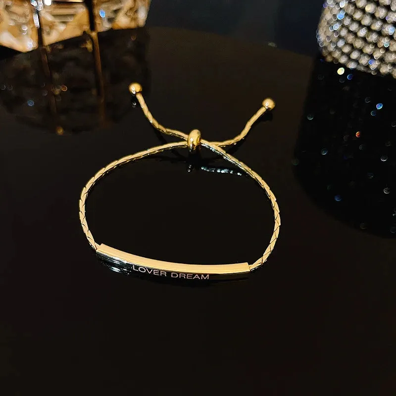 Golden Alloy Sweet Bow Bracelet For Women Adjustable Pearl Zircon Inlay