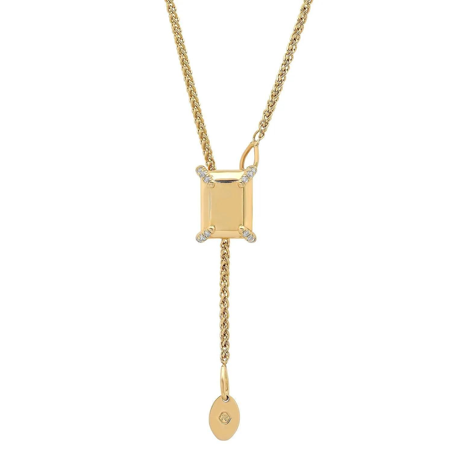 Golden Emerald Bolo Necklace   White Diamonds