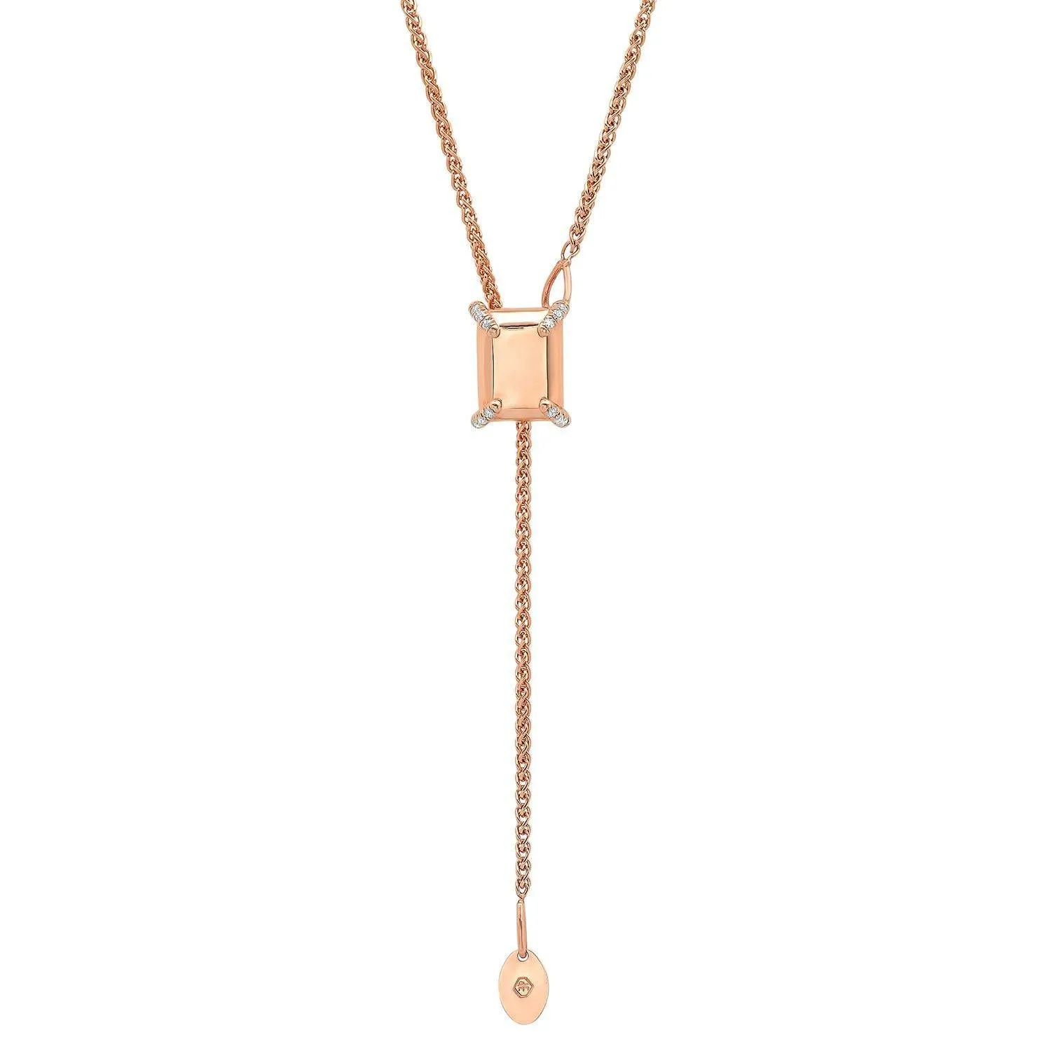 Golden Emerald Bolo Necklace   White Diamonds