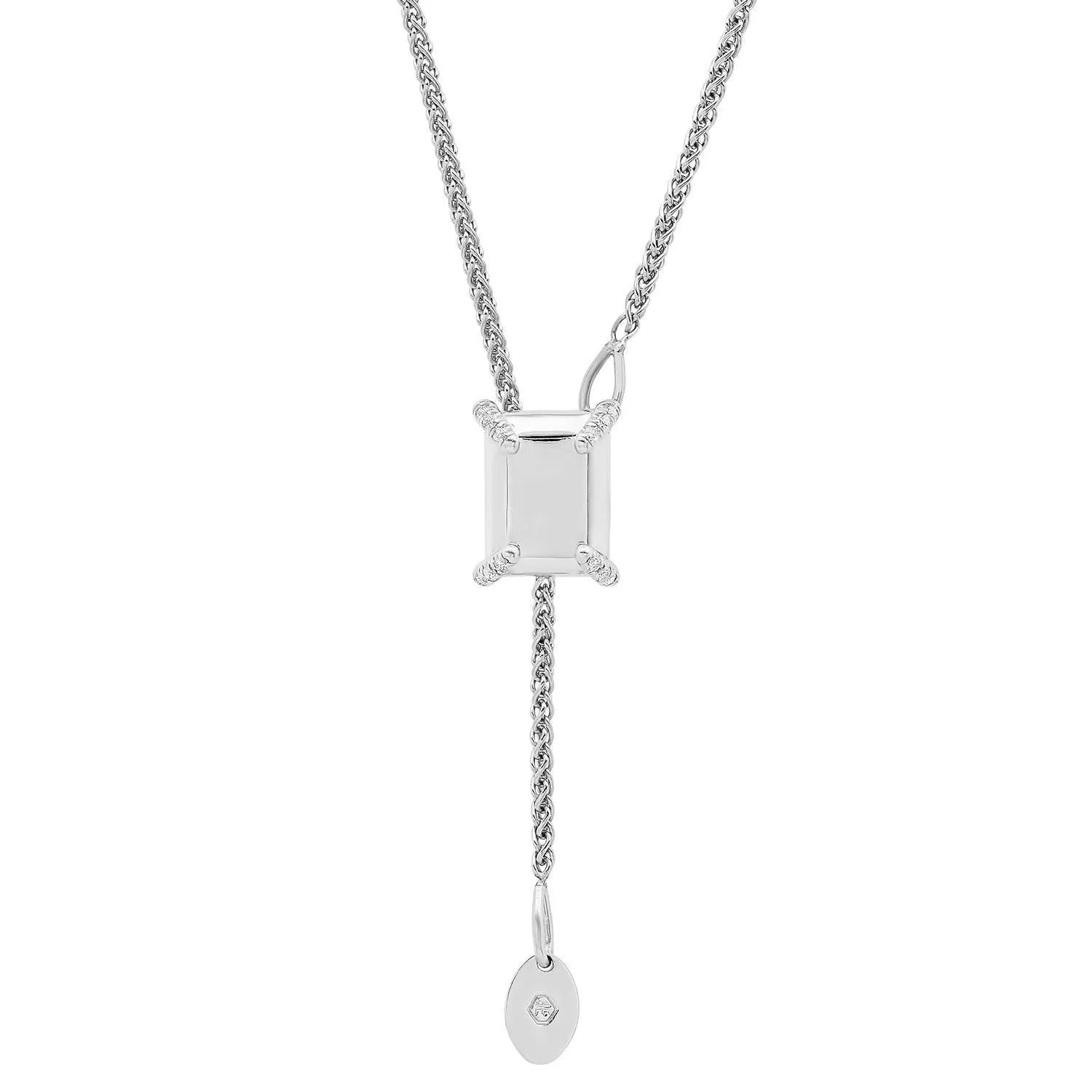 Golden Emerald Bolo Necklace   White Diamonds