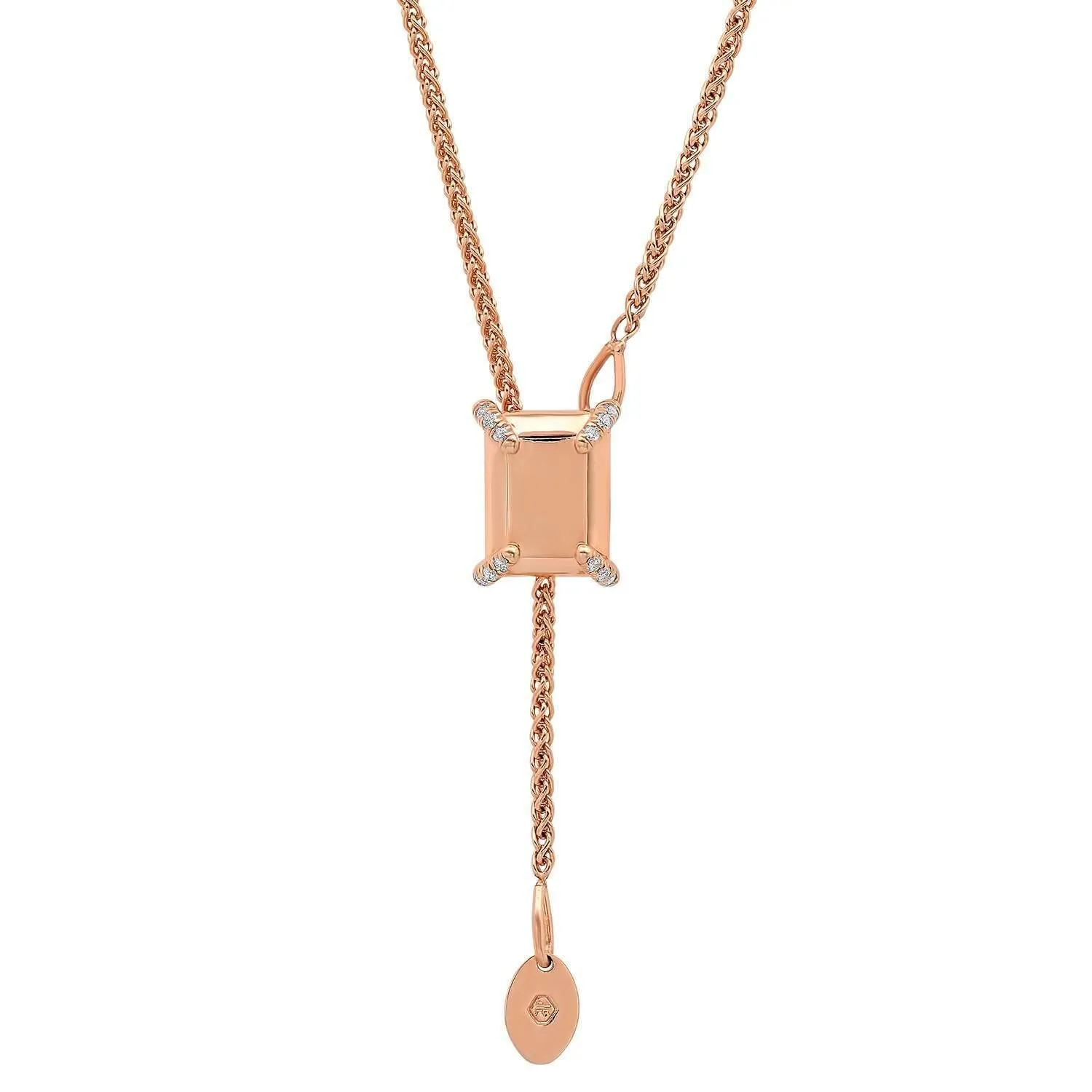 Golden Emerald Bolo Necklace   White Diamonds