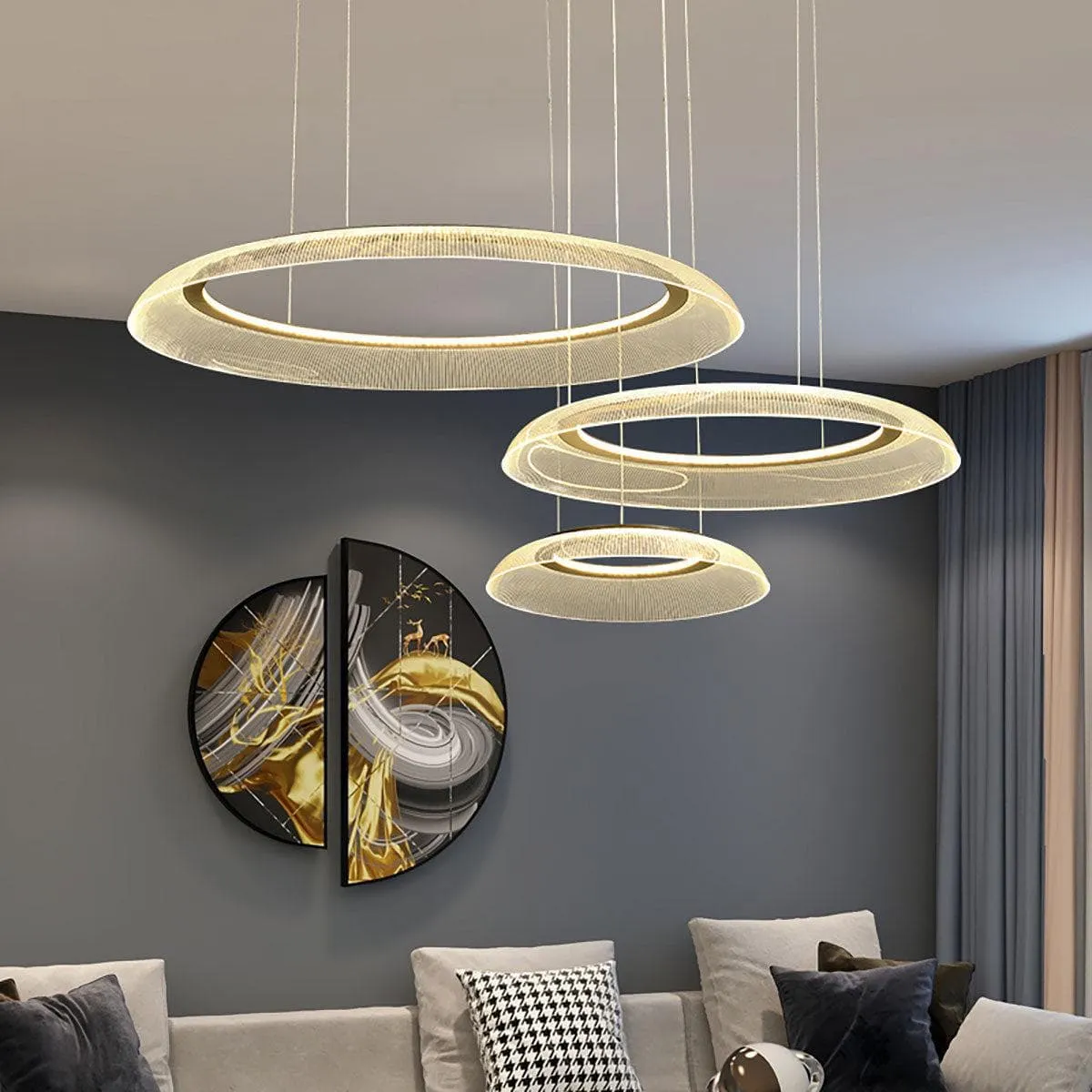 Graduated Circle Chandelier | Art Deco Round Chandelier