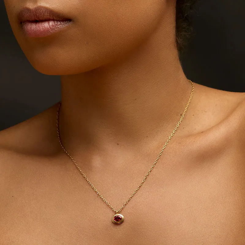 Greco Mini Necklace, Garnet, Gold