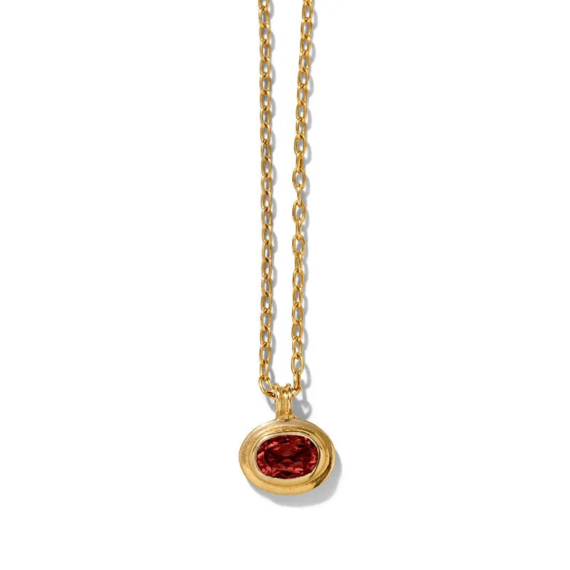 Greco Mini Necklace, Garnet, Gold