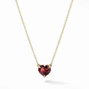 Heart Pendant Necklace in 18K Yellow Gold with Garnet