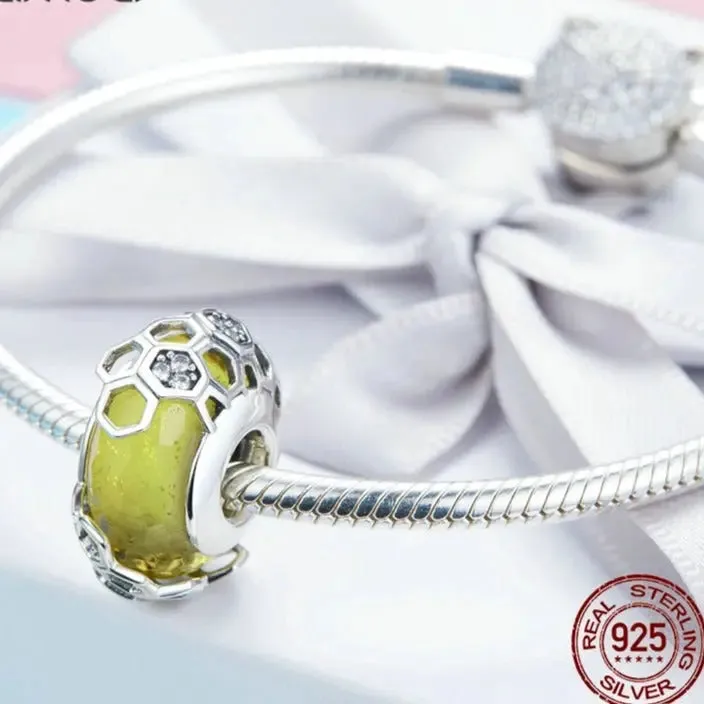 Honeycomb Bee Glass Bead