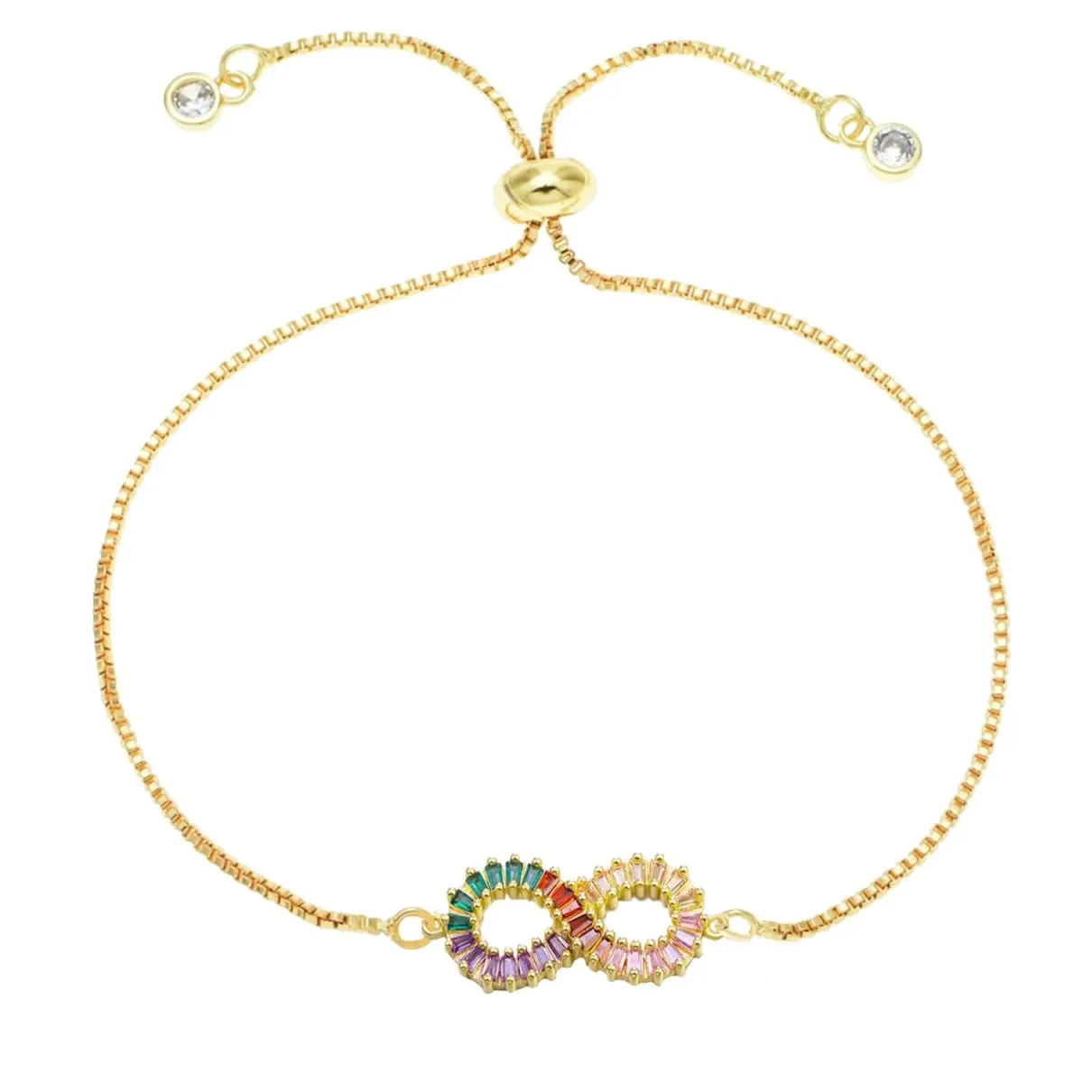 Infinity Love Colorful Rainbow Cubic Zircon American Diamond Bracelet