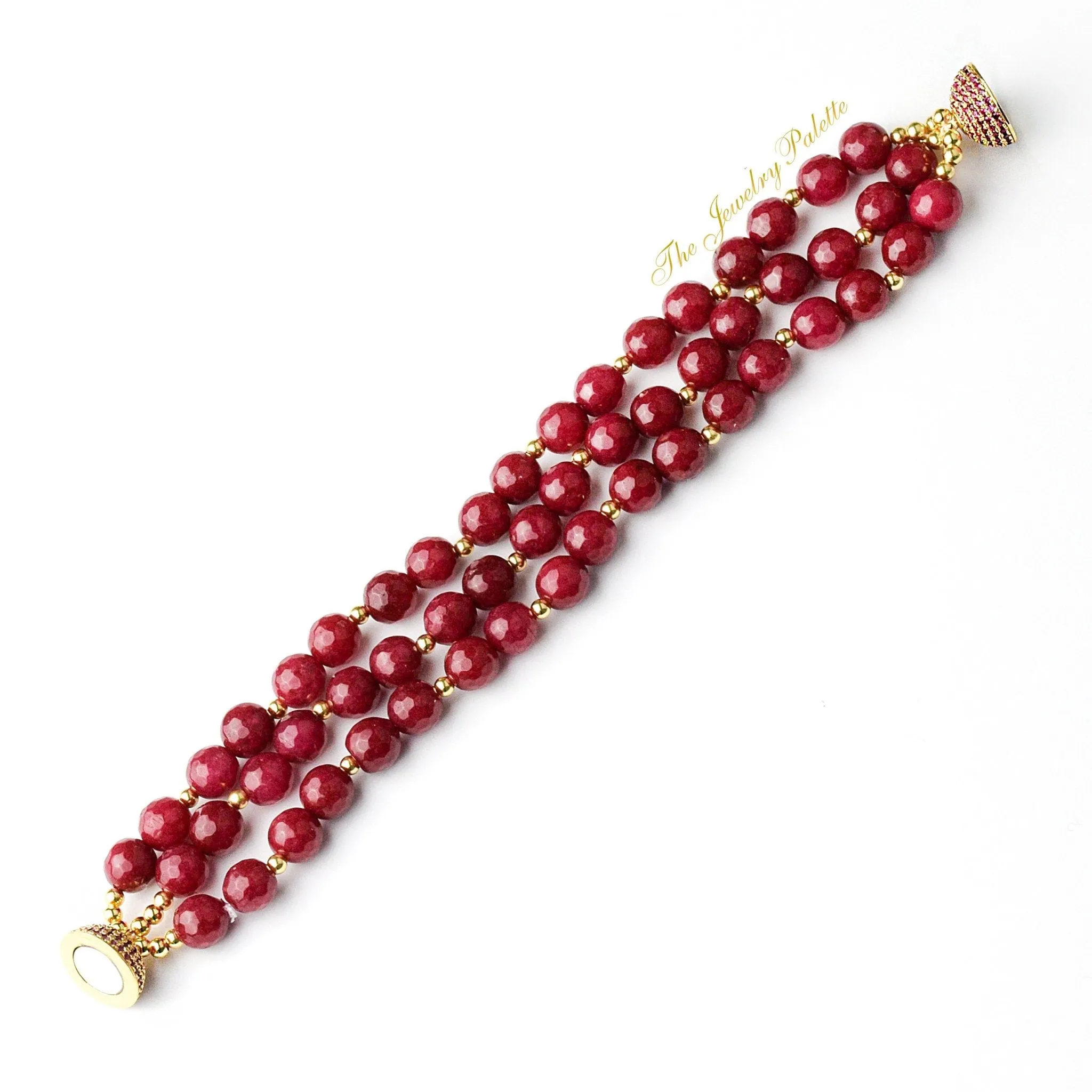 Irene dark red chalcedony three-tier bracelet