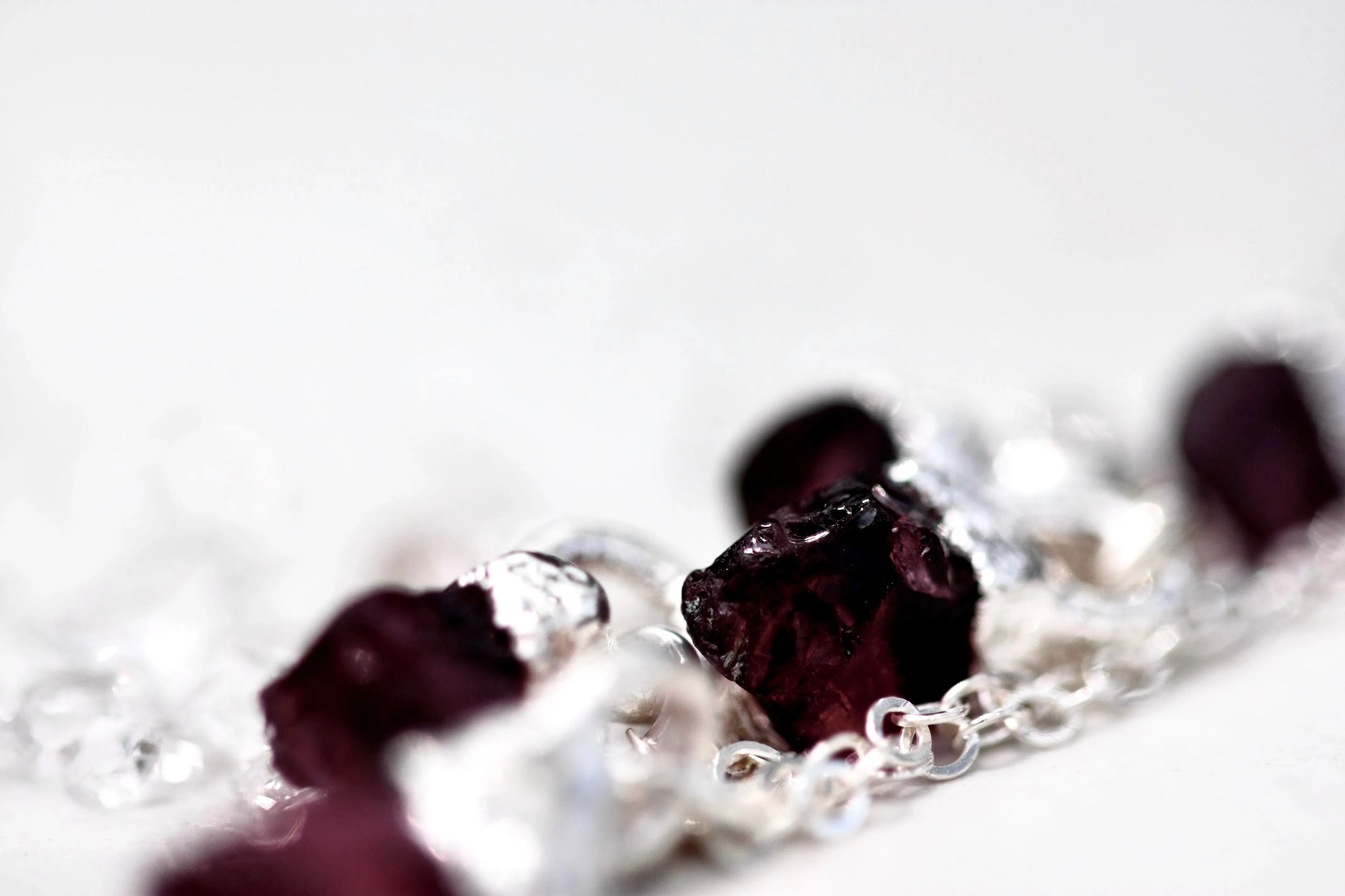 January Raindrops Necklace · Maroon Garnet
