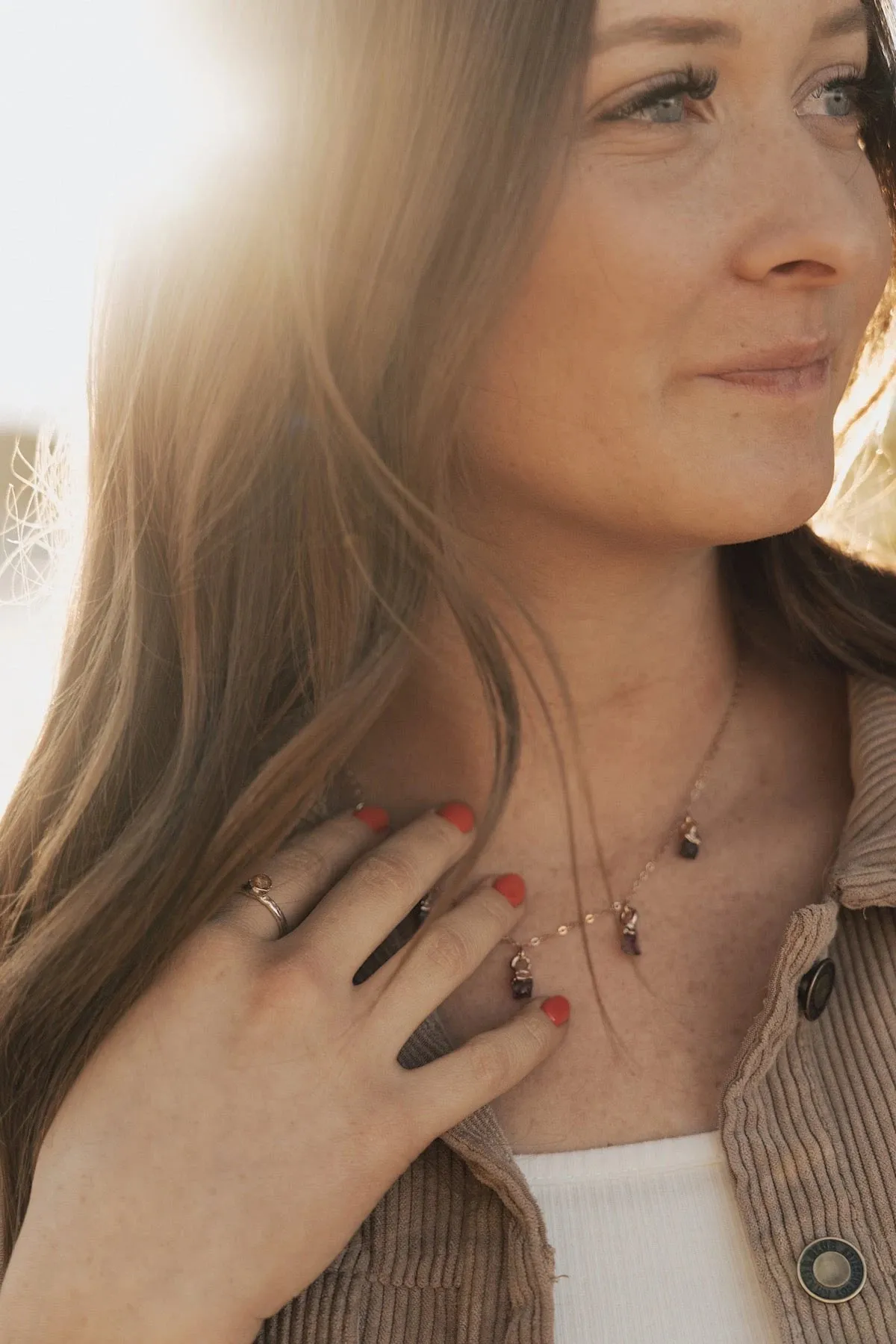 January Raindrops Necklace · Maroon Garnet