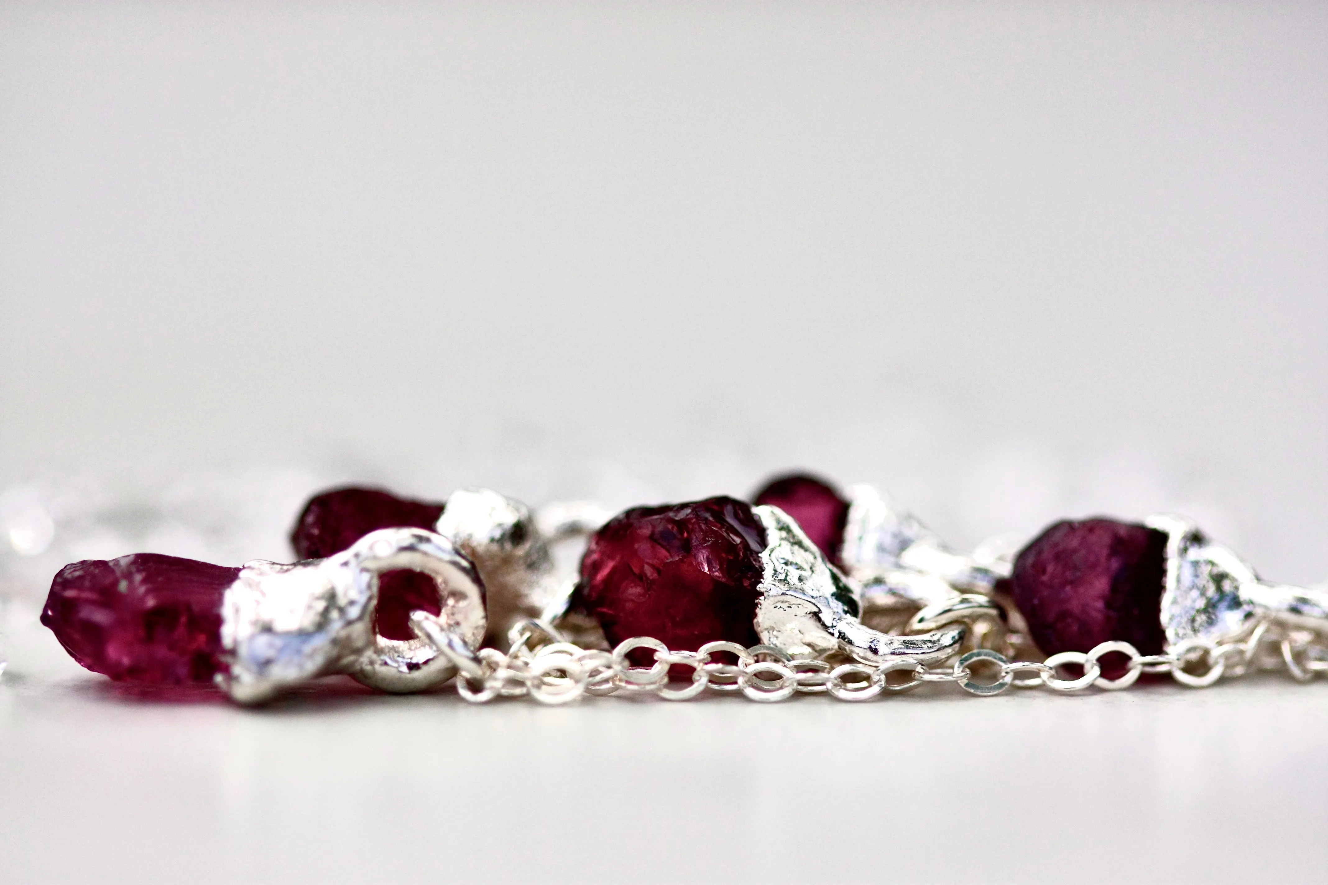 January Raindrops Necklace · Maroon Garnet