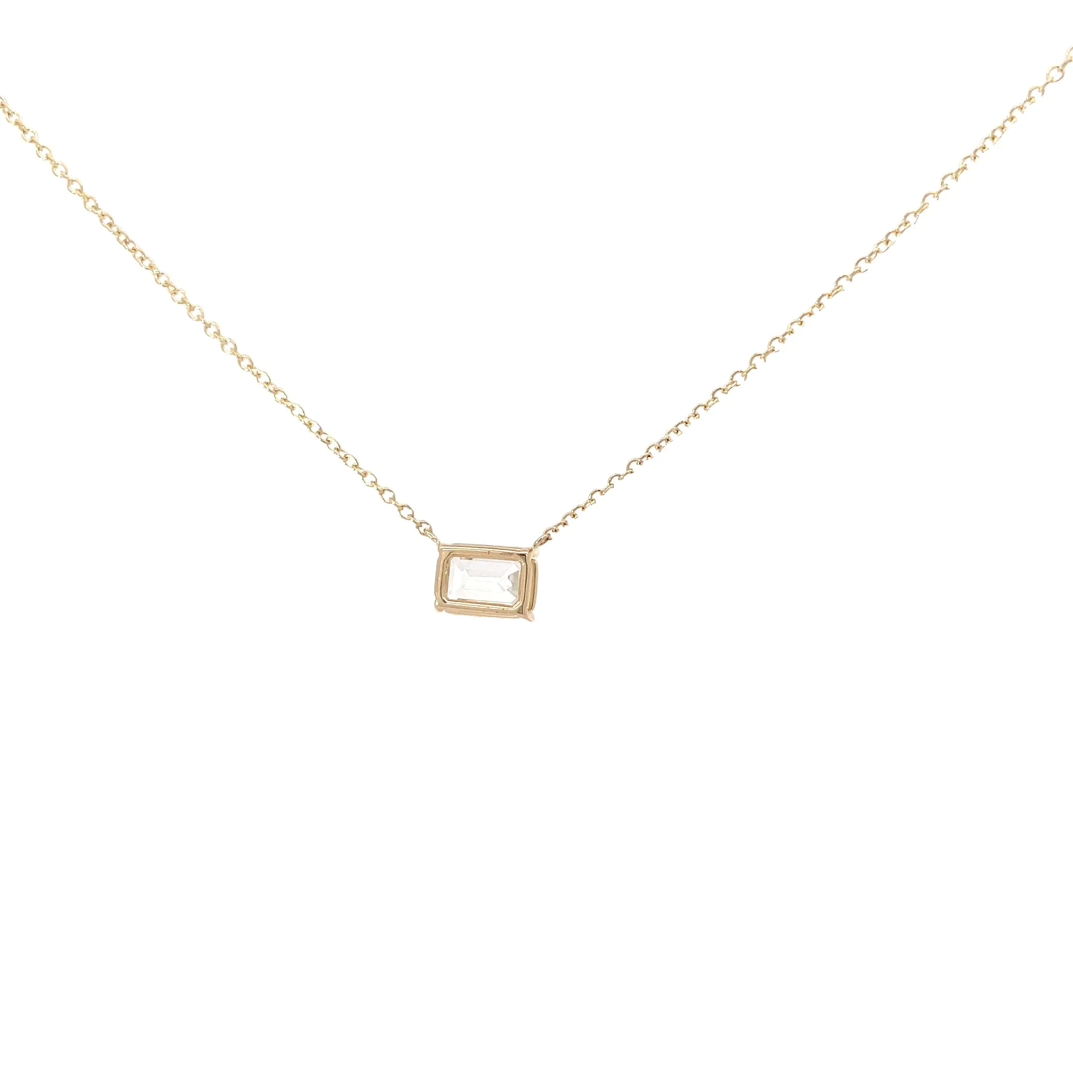 Lab Grown Emerald Cut Diamond Solitaire Necklace
