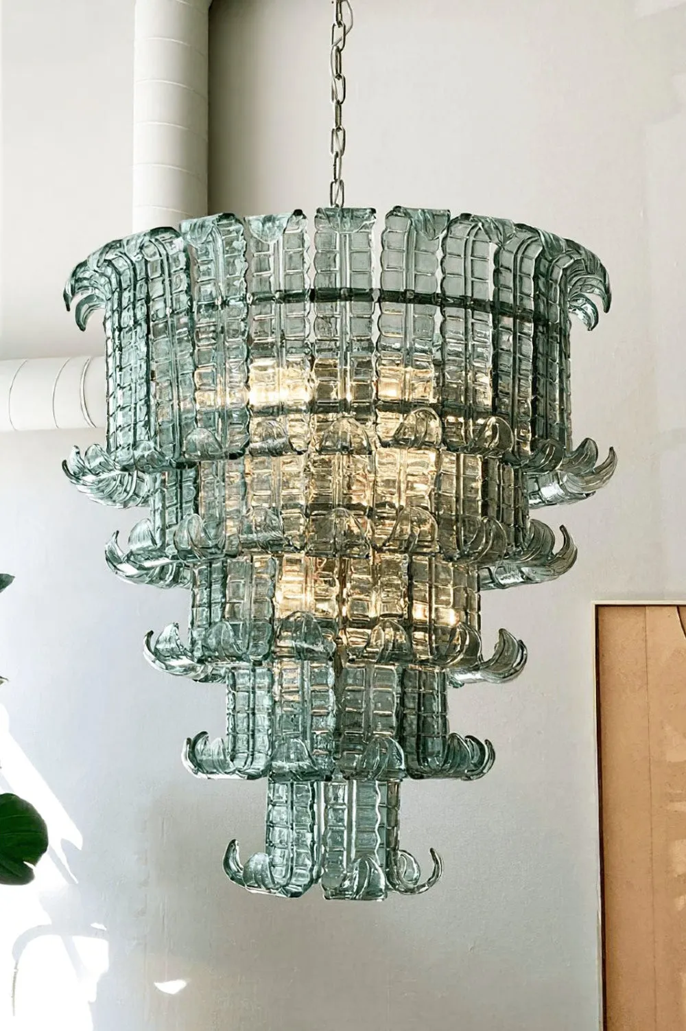Leaf-Shaped Cascading Murano Chandelier