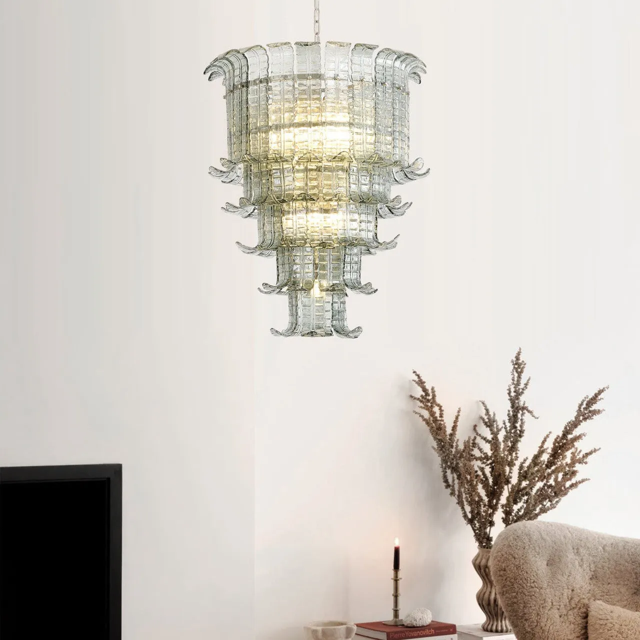 Leaf-Shaped Cascading Murano Chandelier