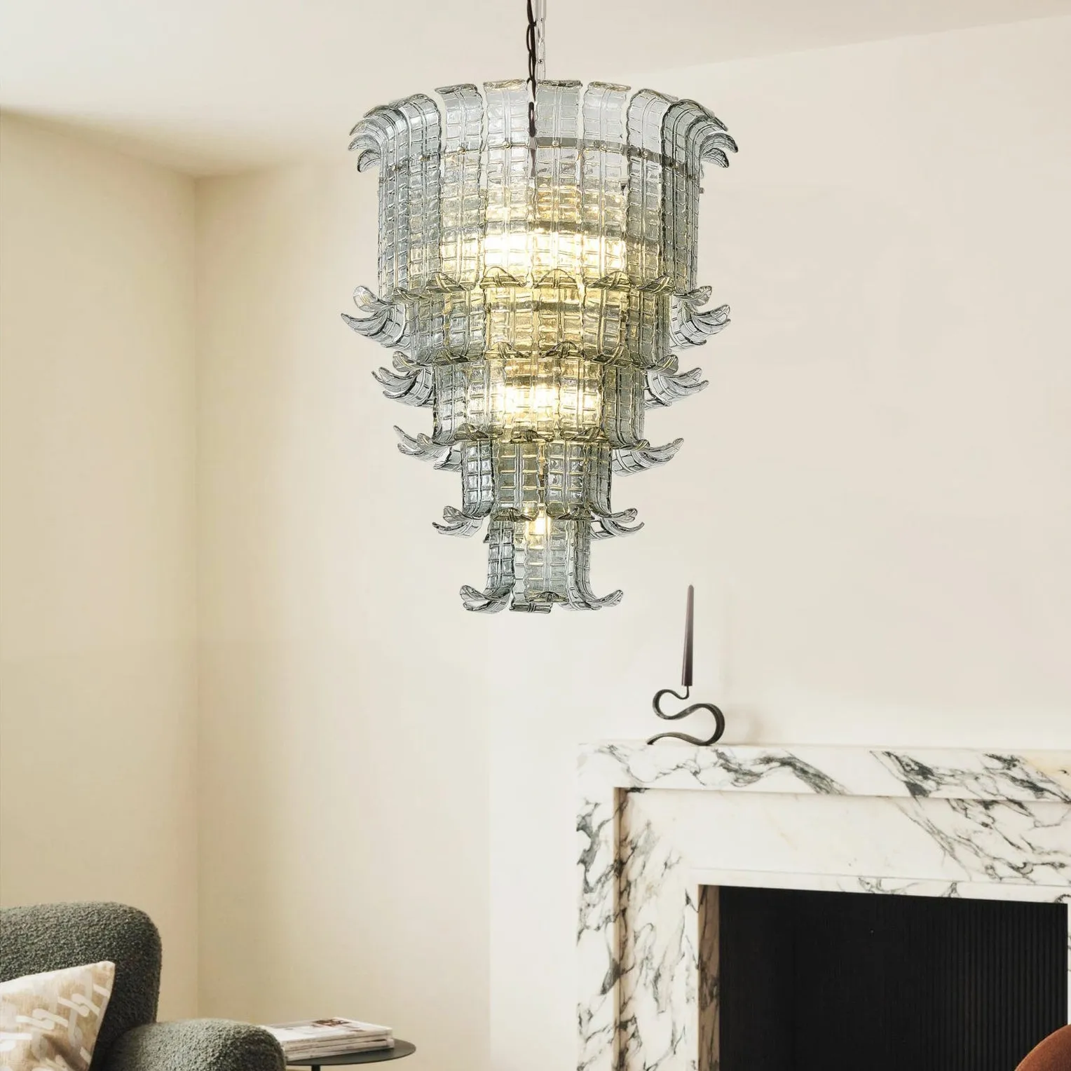 Leaf-Shaped Cascading Murano Chandelier