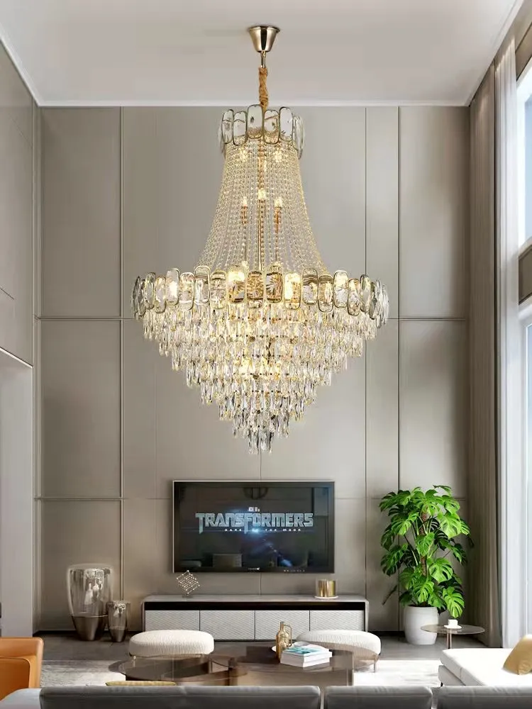 Luxury Funnel Crystal Chandelier for High-ceiling