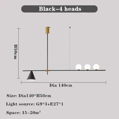 Mansion Nordic Black Gold Chandelier LED Pendant Lamp