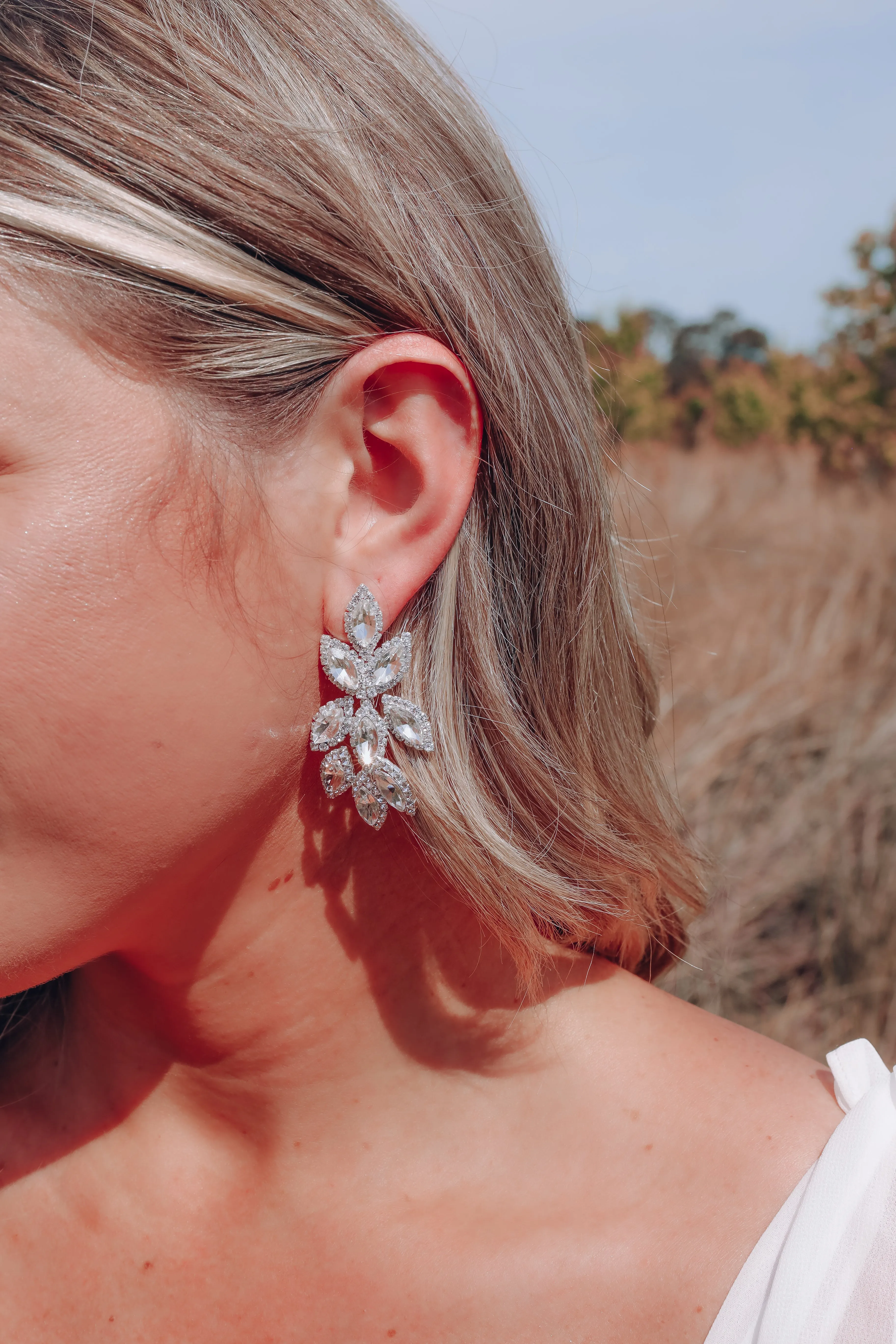Marquis Chandelier Cluster Earrings - Silver