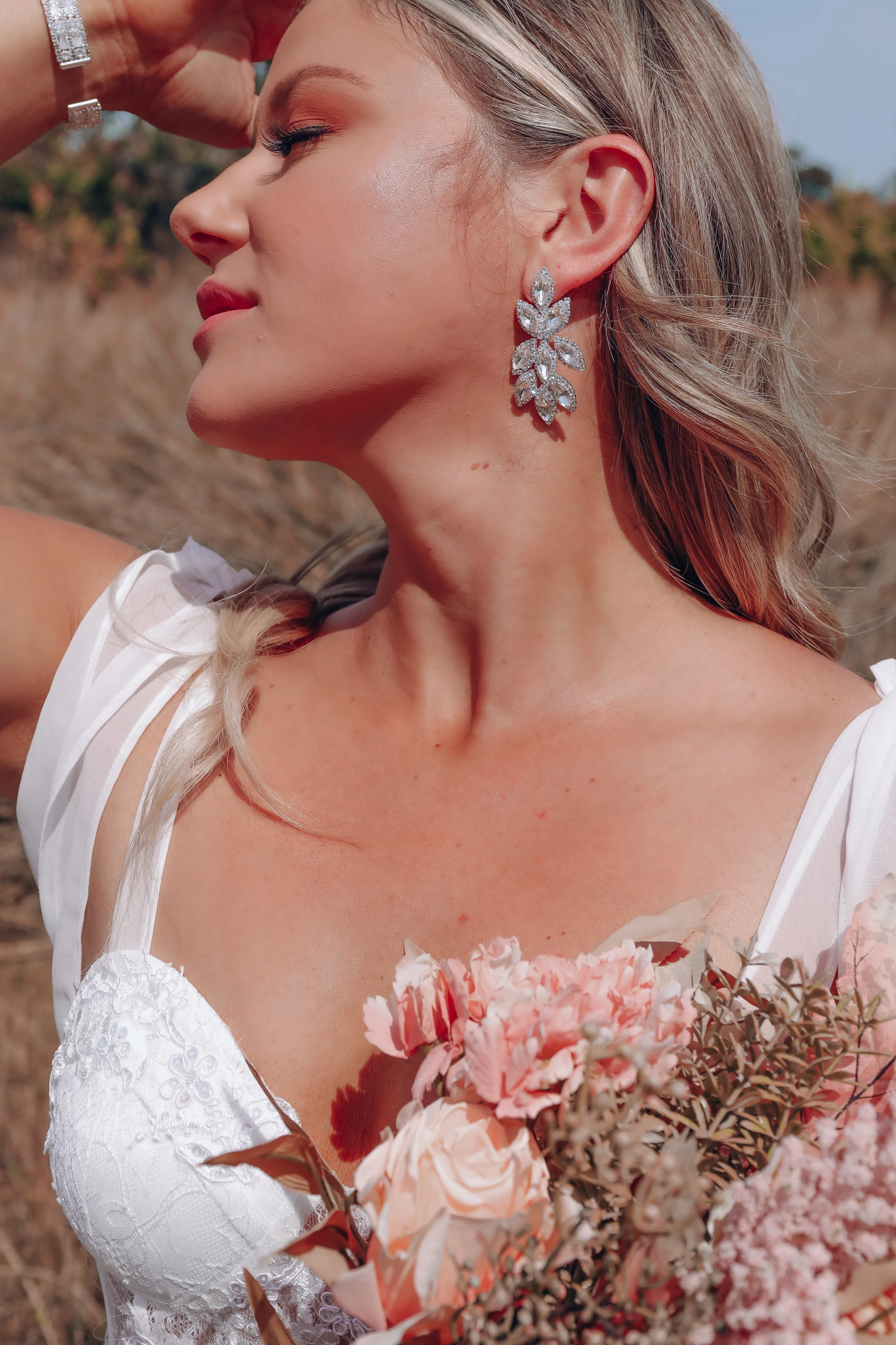 Marquis Chandelier Cluster Earrings - Silver