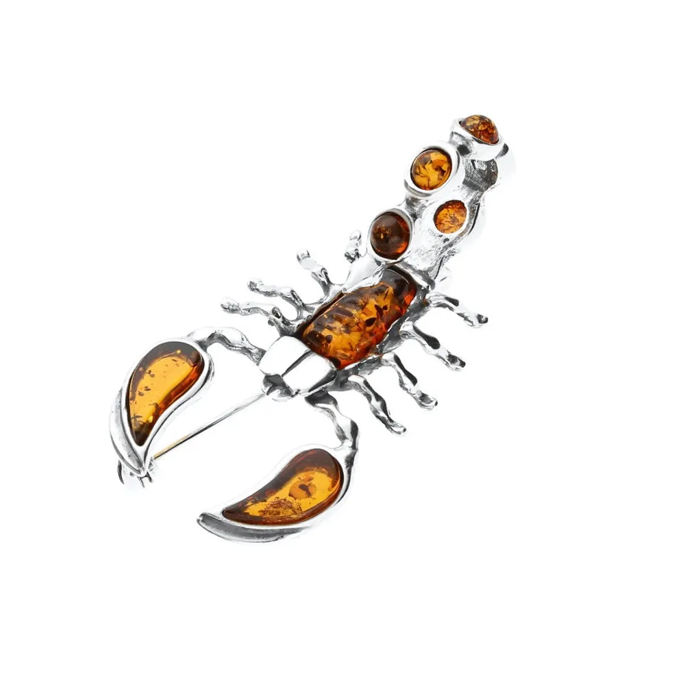 MILENA Brooch Silver and Baltic Amber Scorpion