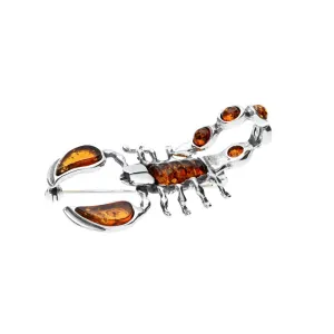 MILENA Brooch Silver and Baltic Amber Scorpion
