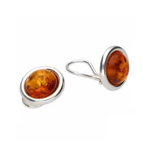 MILENA Clip On Earrings Silver and Baltic Amber