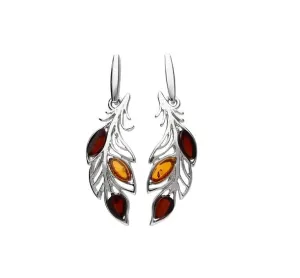MILENA Leaf Amber Silver Earrings