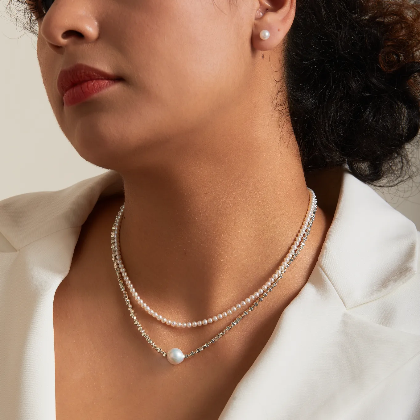 Mini Round Pearls 18K Gold Necklace