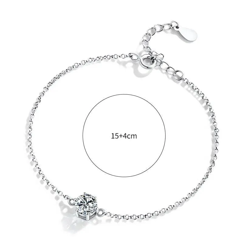 Minimalist 925 Sterling Silver Bracelet Zircon Sweet Bracelet for Women