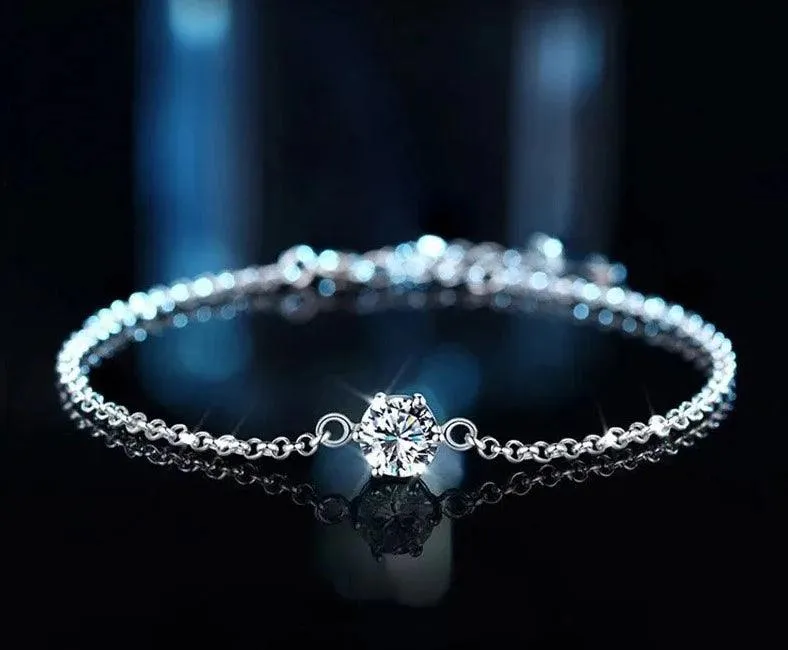 Minimalist 925 Sterling Silver Bracelet Zircon Sweet Bracelet for Women