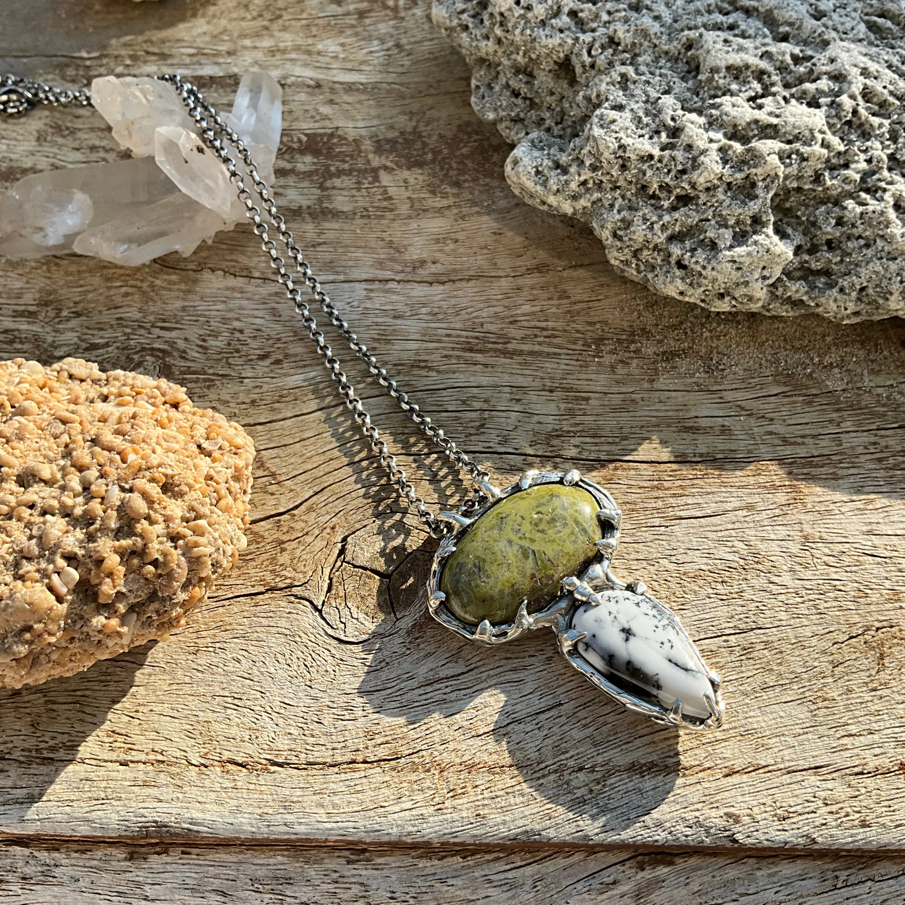 N.20 Agat Denderite & Serpentine Nacklace