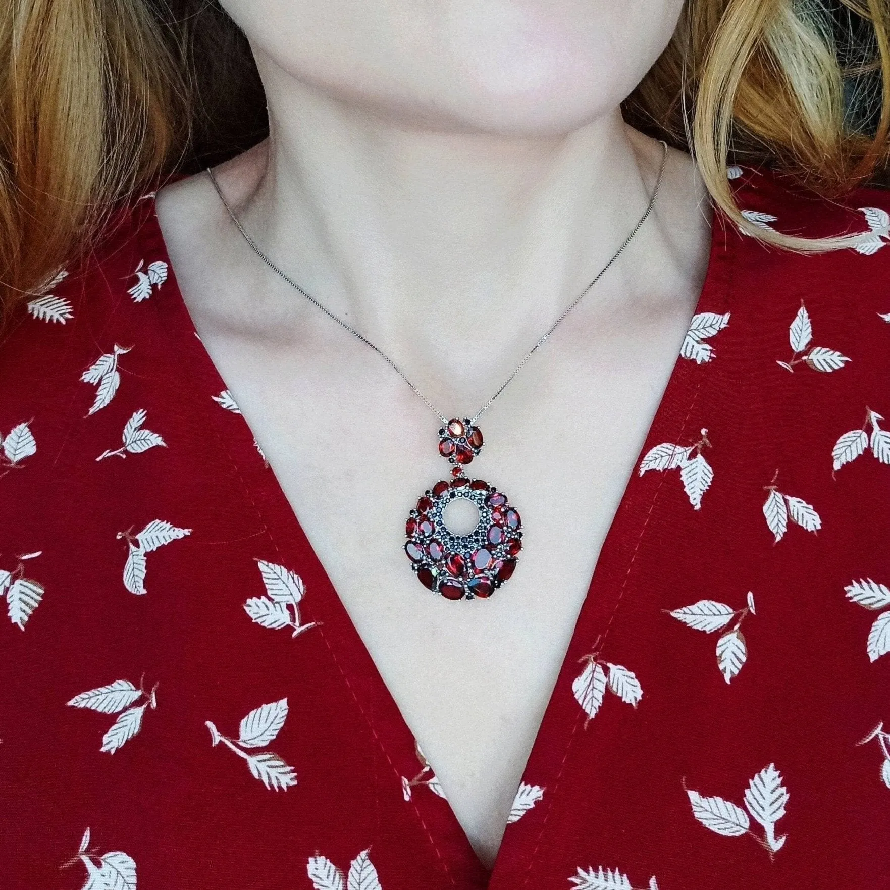 Natural Red Garnet Vintage Necklace