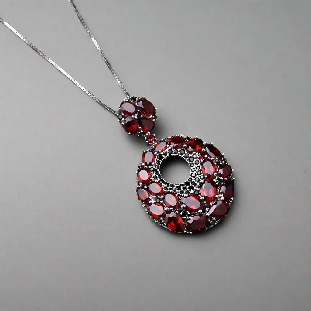 Natural Red Garnet Vintage Necklace