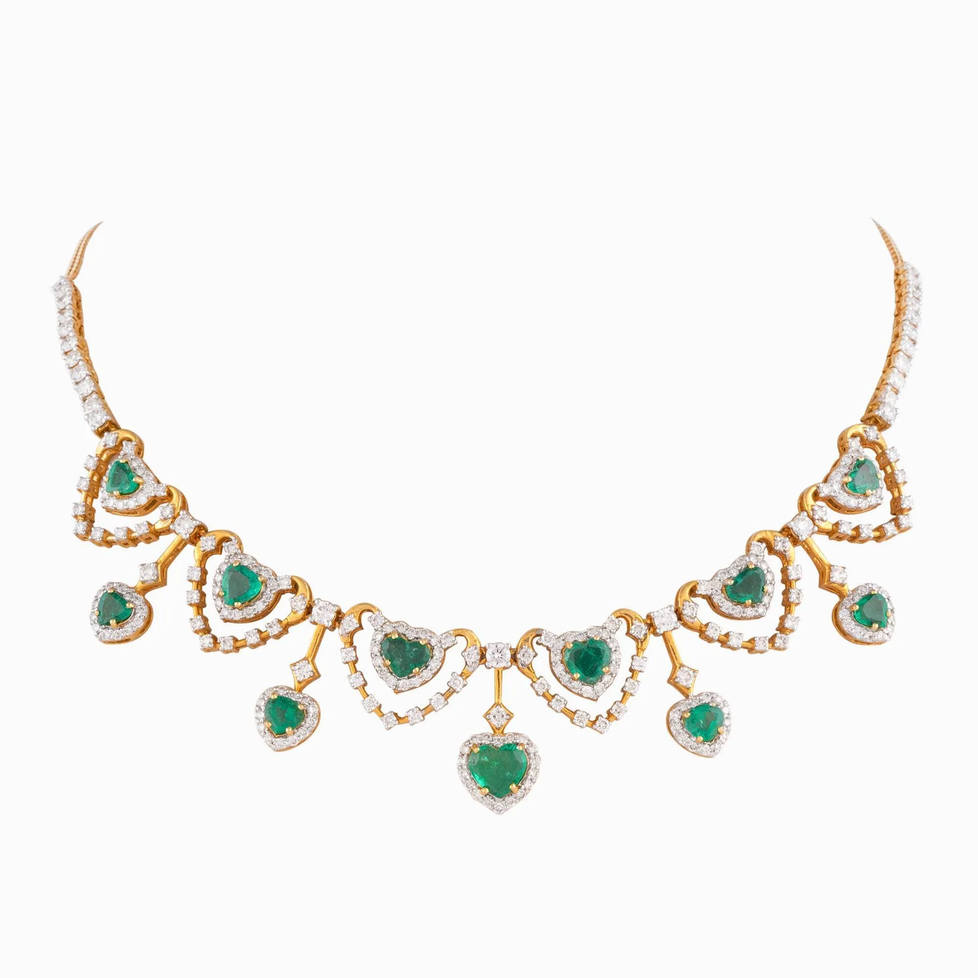 Necklace with Round Cut Diamondand Emerald Cut h/s - WDN844