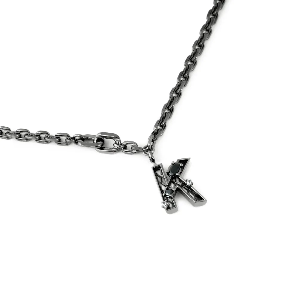 New Alphabet K Bracelet [Black/White gems]