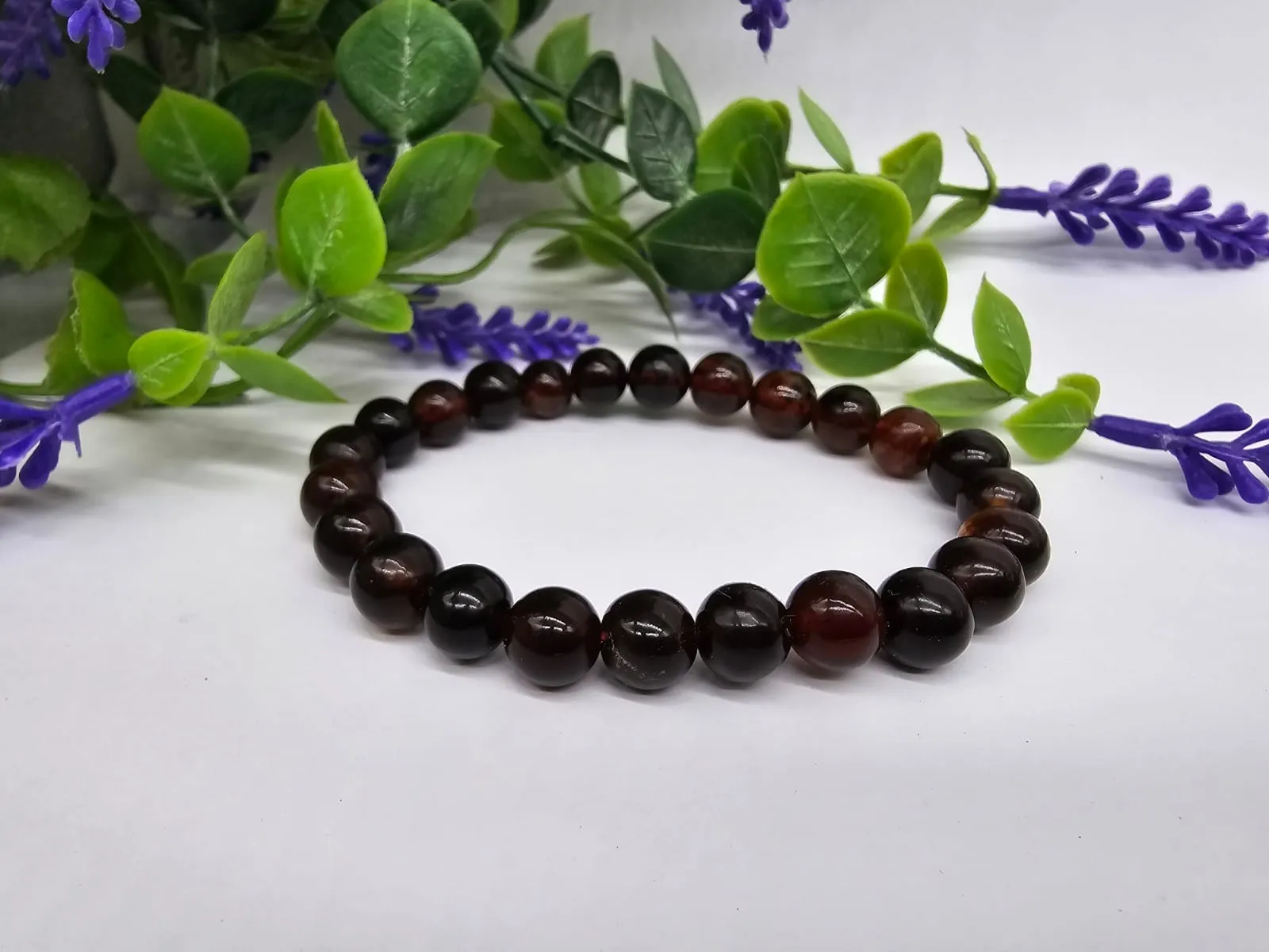Red Amber Bracelet 8mm Beads Bracelet RARE