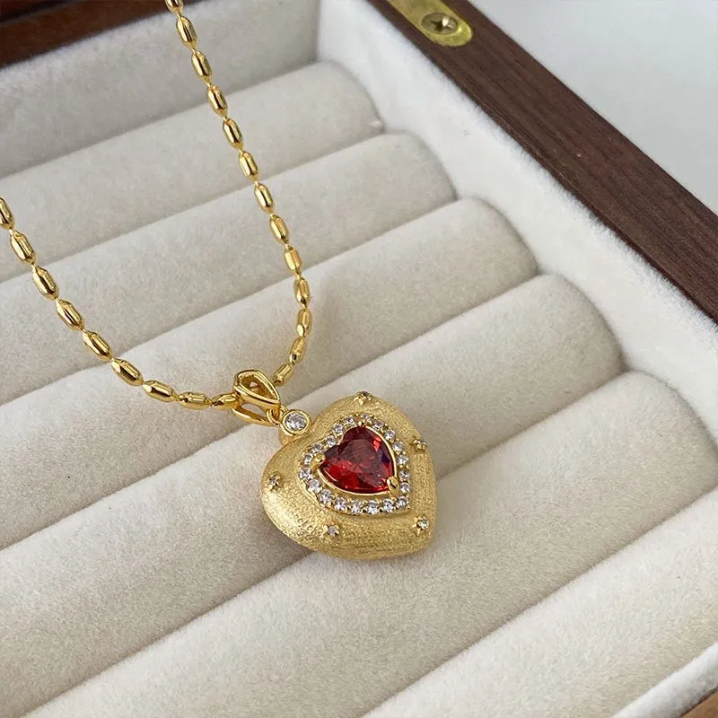 Royal Red Heart Necklace (Solid Silver)