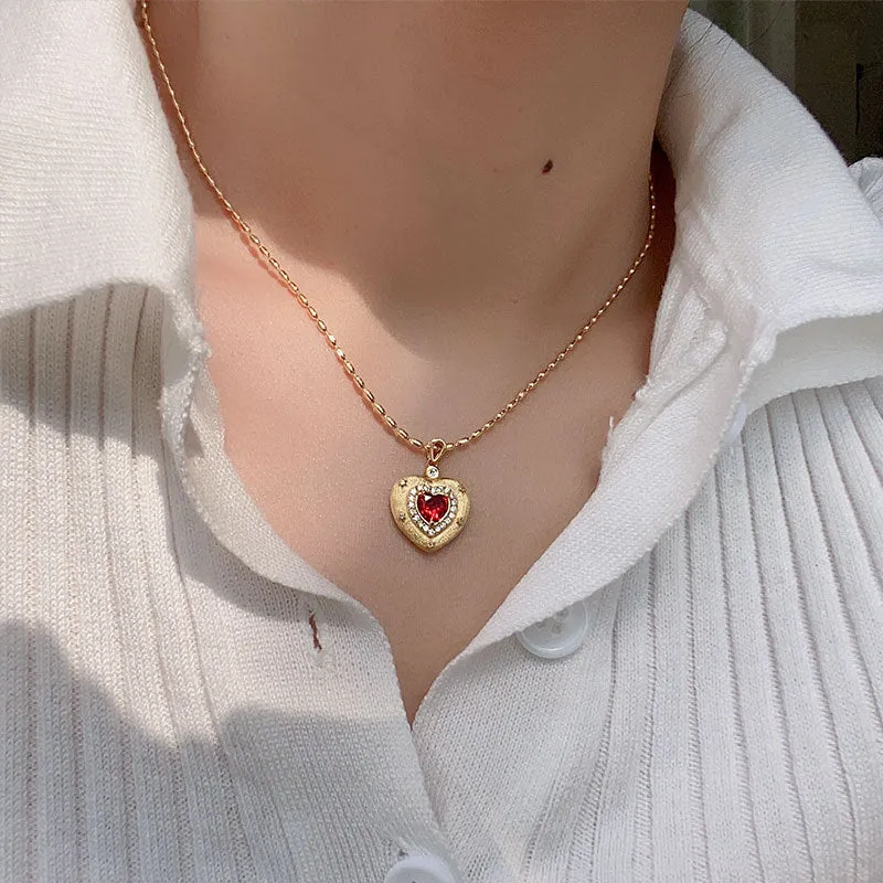 Royal Red Heart Necklace (Solid Silver)