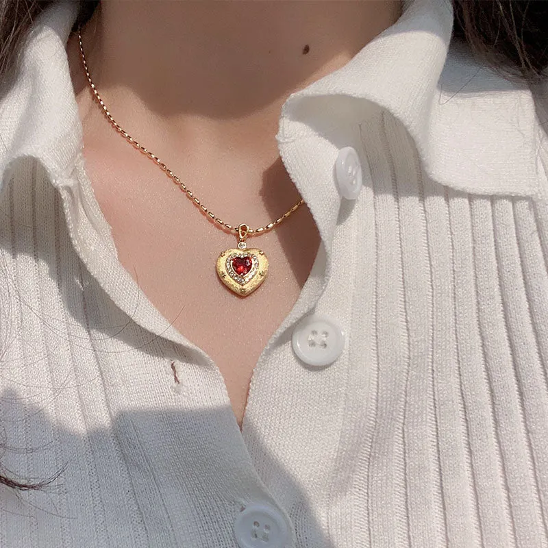 Royal Red Heart Necklace (Solid Silver)